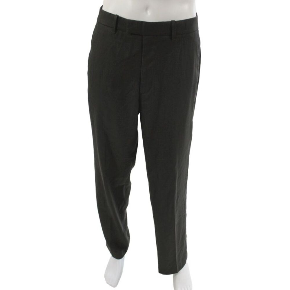 Perry Ellis Mens Dress Pants Black Button 86% Polyester Size 32